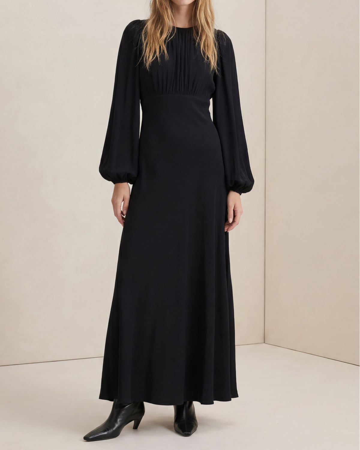 Viscose Maxi Dress, Black. Image #2
