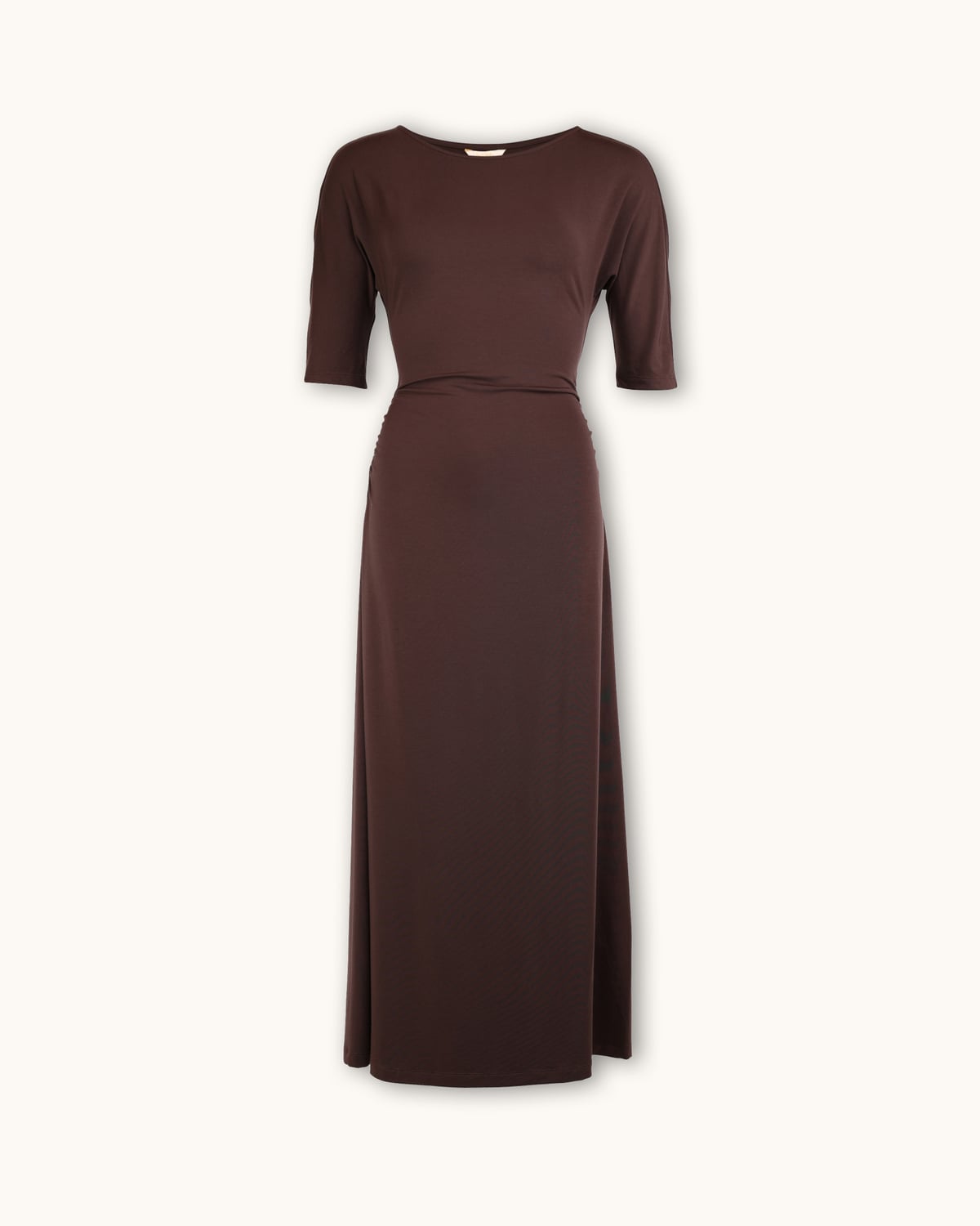 Jersey Fitted Dress, Brown. Image #5
