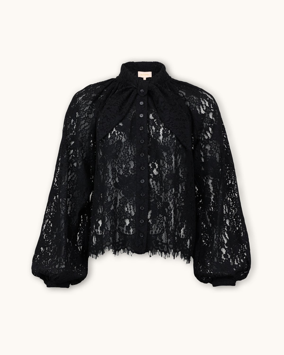 Lace Bow Blouse, Black. Image #4