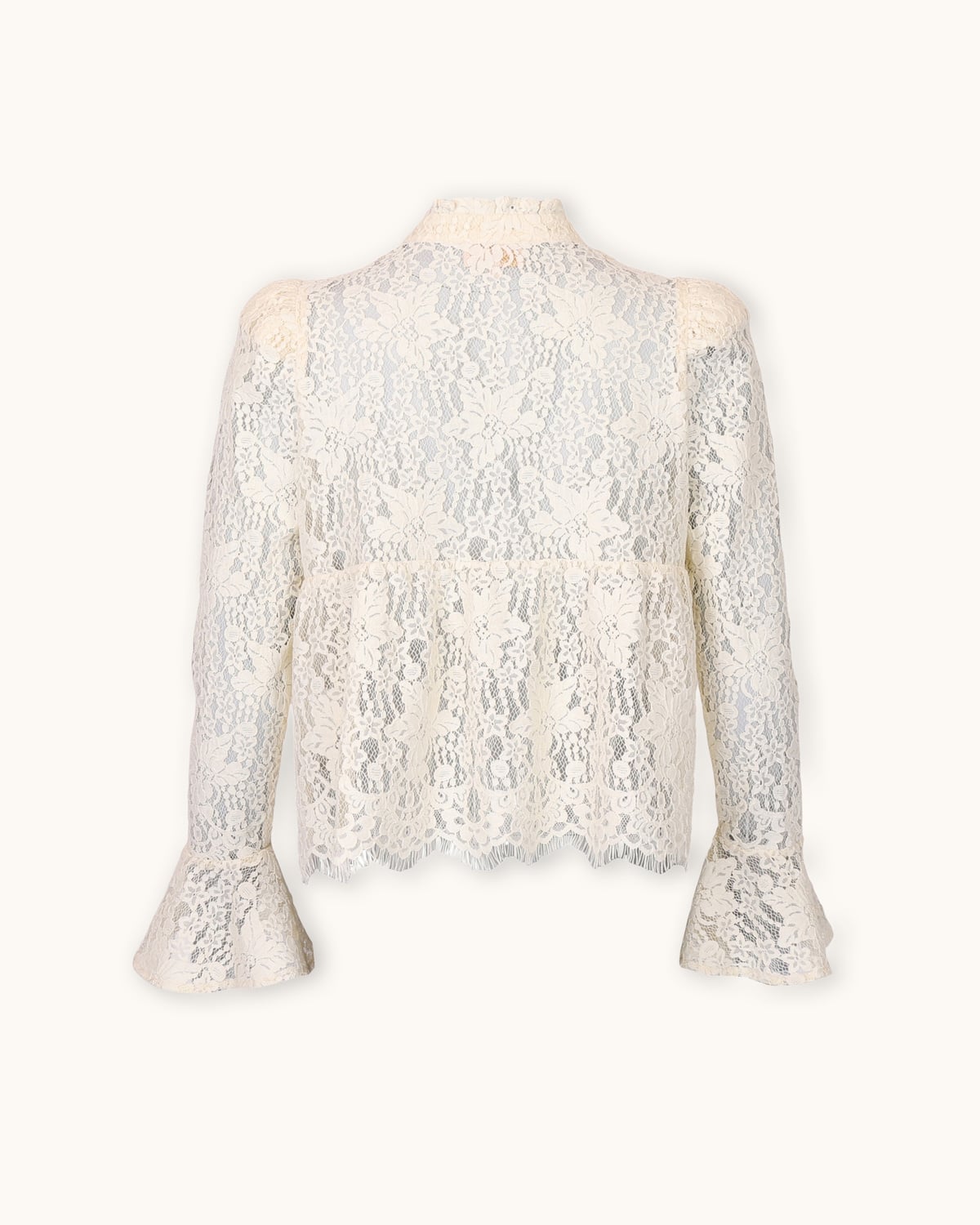 Lace Ruffle Blouse, Vintage White. Image #5