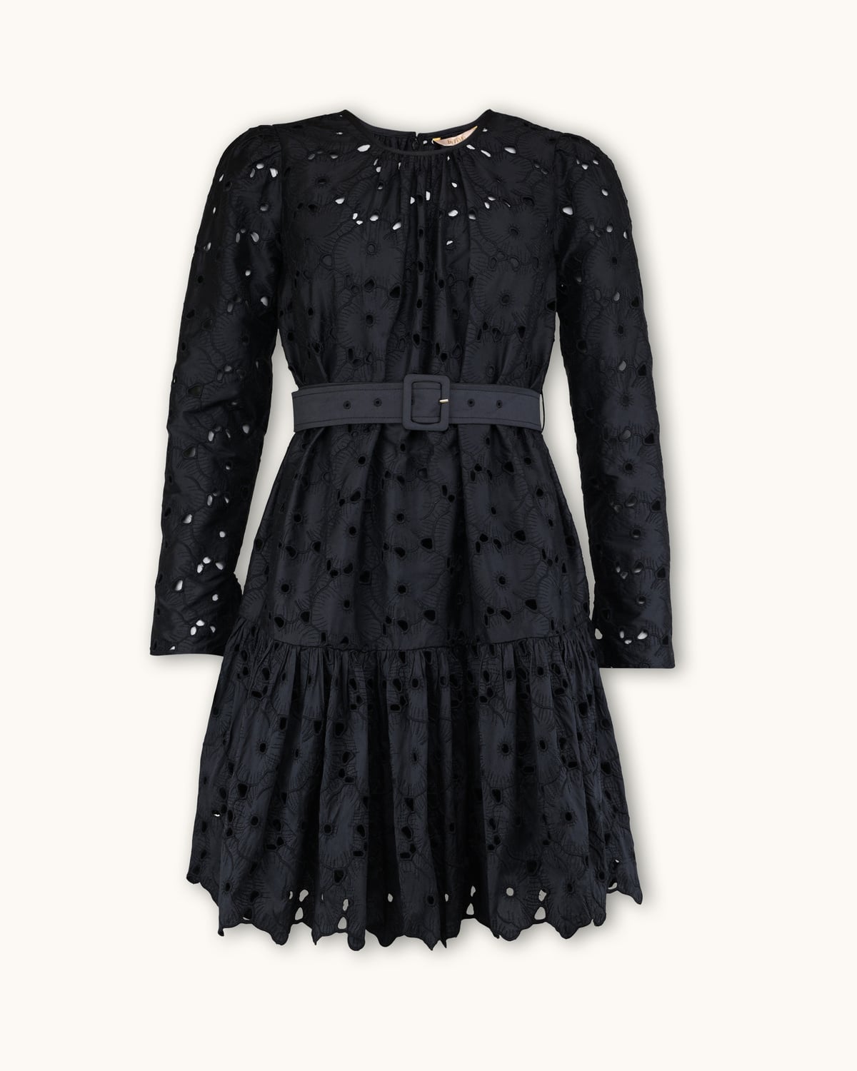 Embroidery Mini Dress, Black. Image #3
