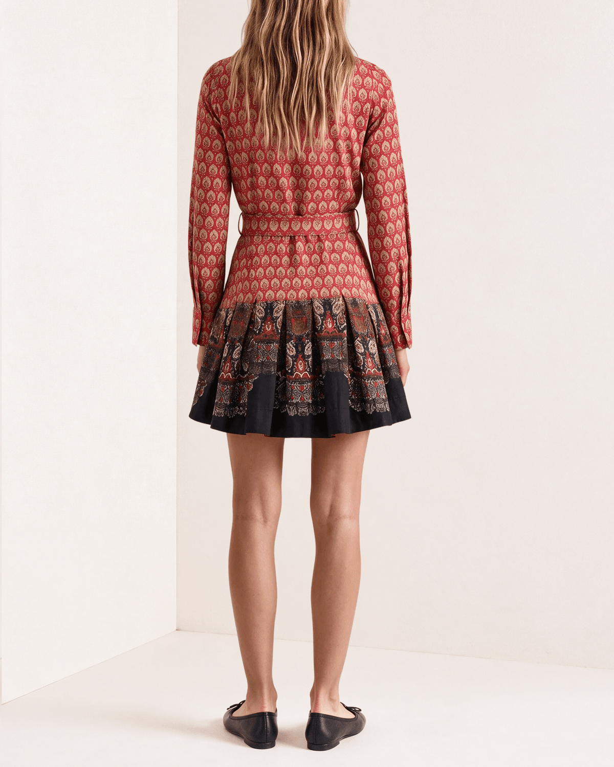 Winter Cotton Pleated Dress, Winter Paisley. Image #3
