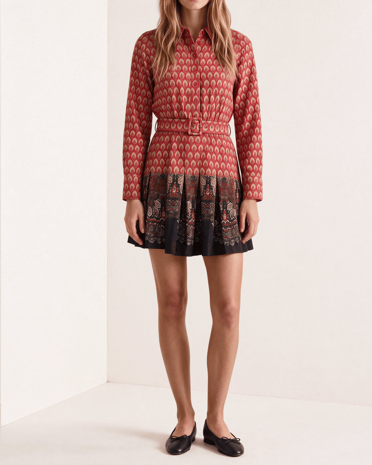 Winter Cotton Pleated Dress, Winter Paisley. Image #2