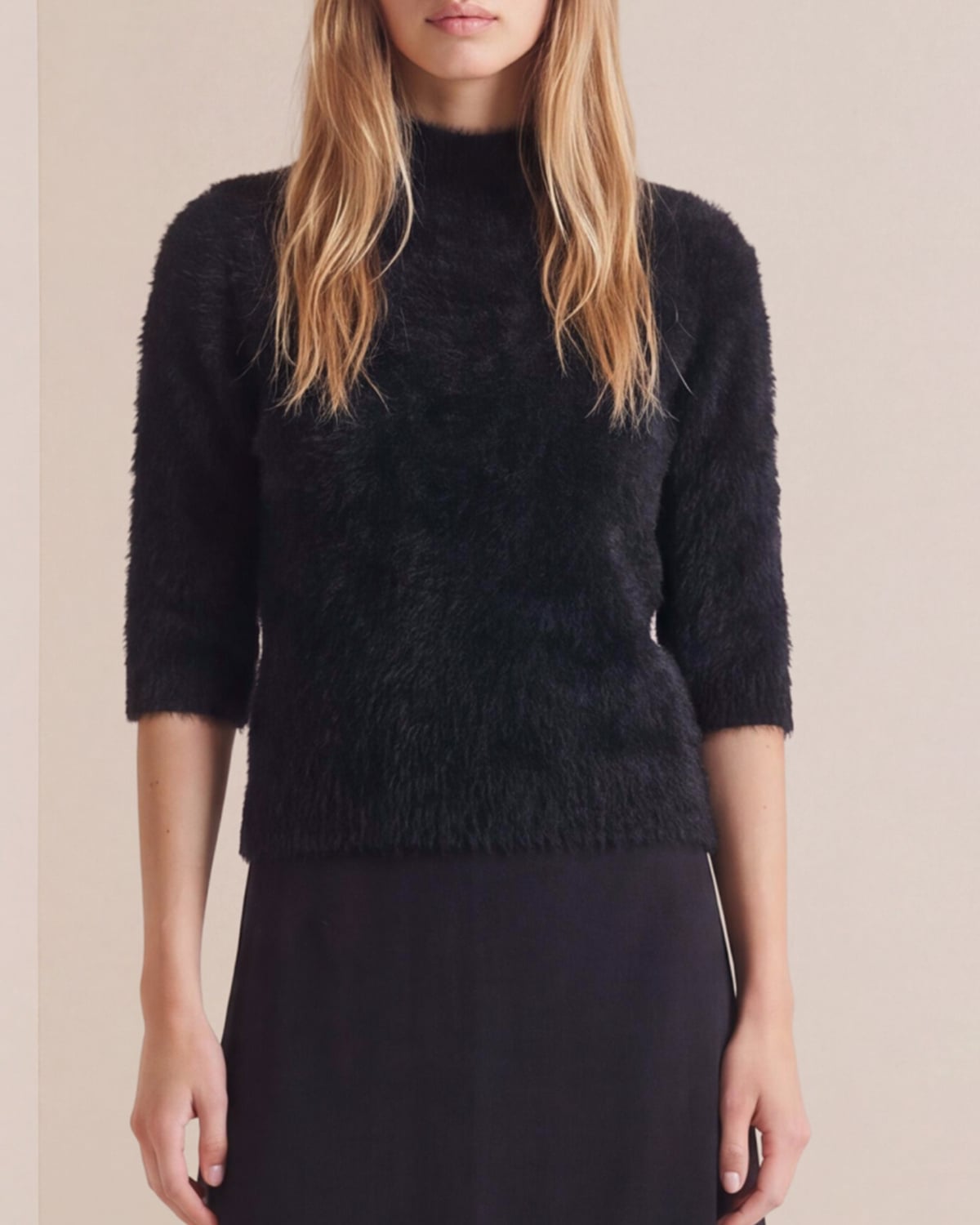 Hairy Knit Turtleneck, Black. Image #1