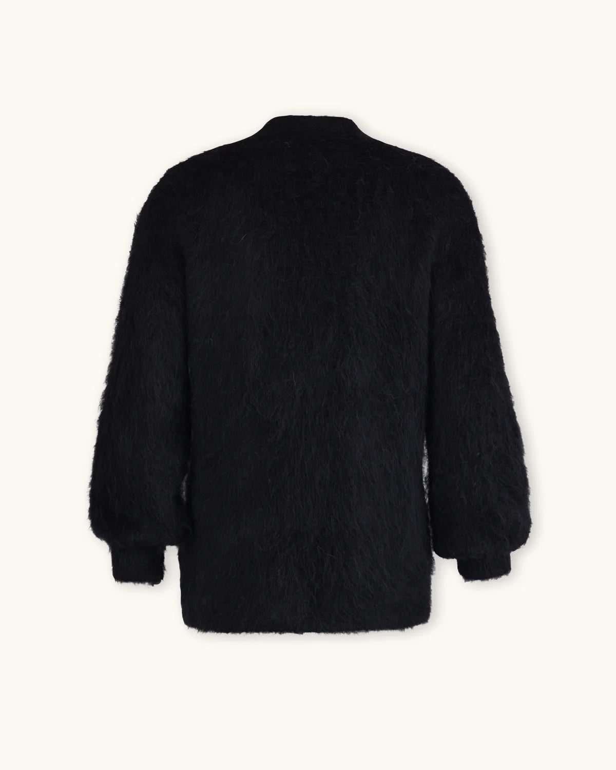 Hairy Knit V-Neck Jacket, Black. Image #4