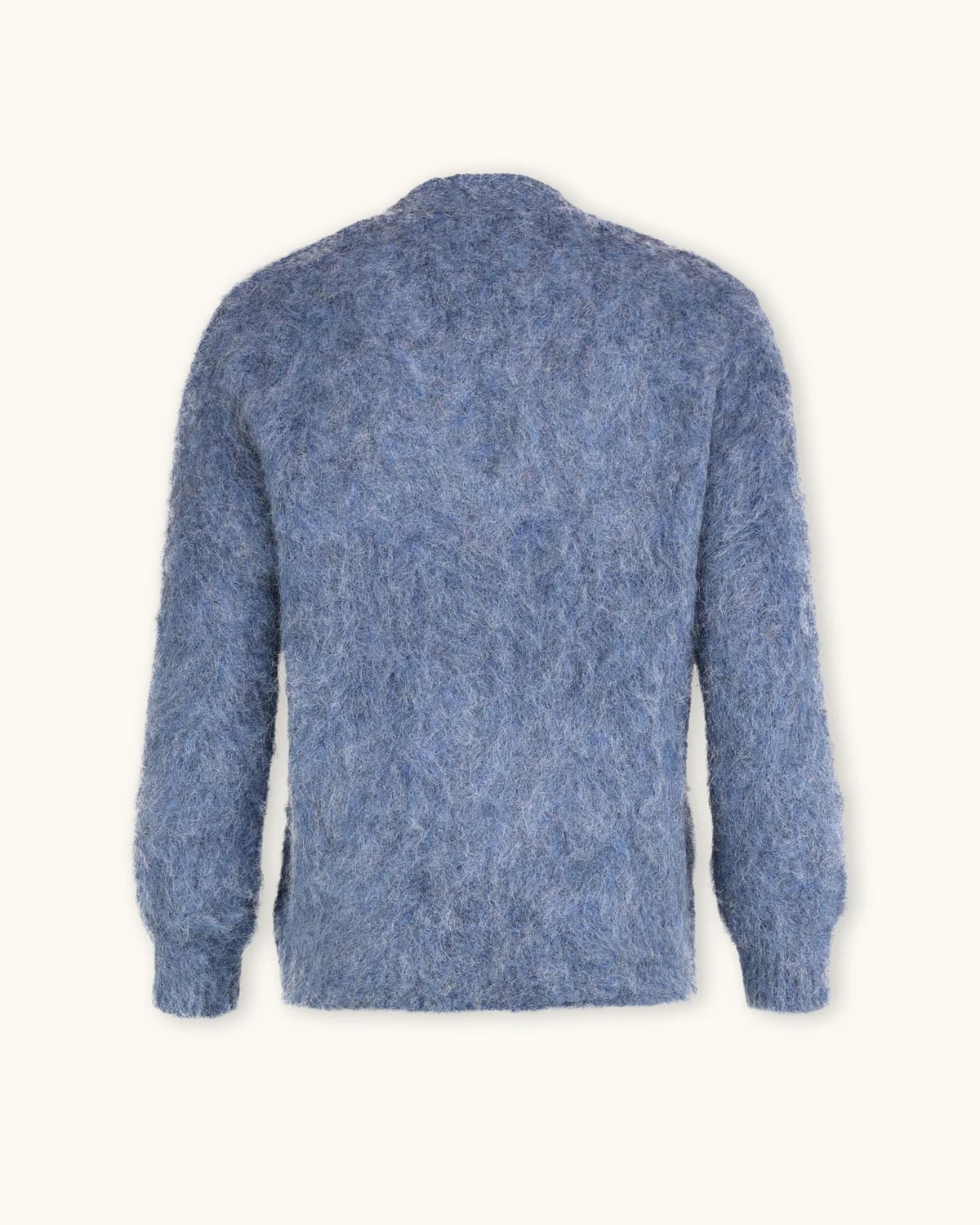 Hairy Knit V-Neck Jacket, Blue. Image #4