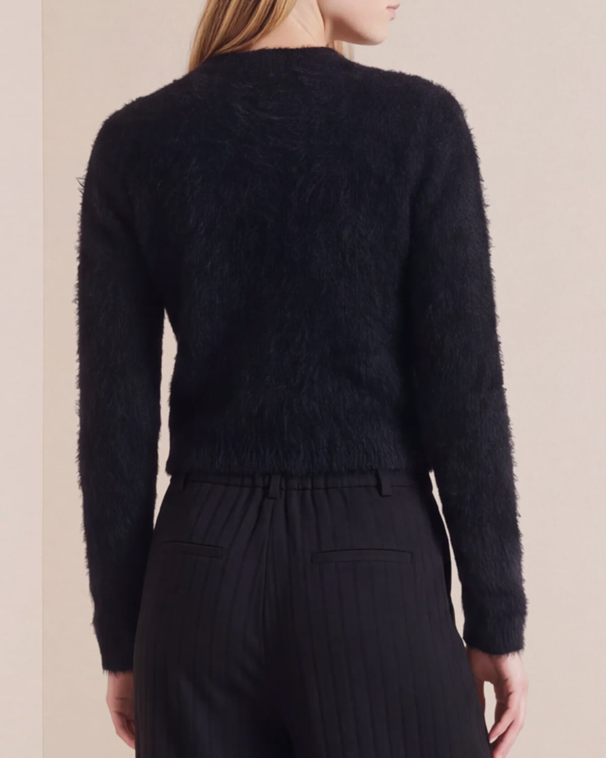 Hairy Knit Sweater, Black. Image #2