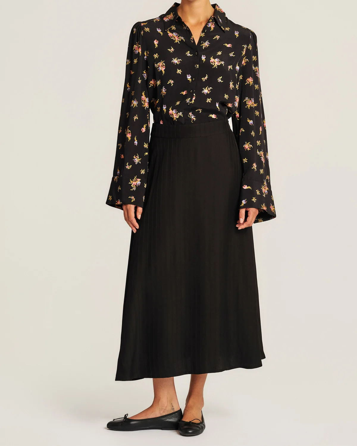 Tailored Midi Skirt, Black. Image #1