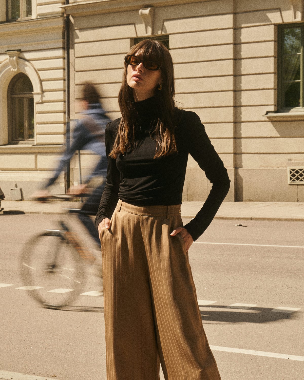 Tailored Straight Trousers, Camel. Image #4