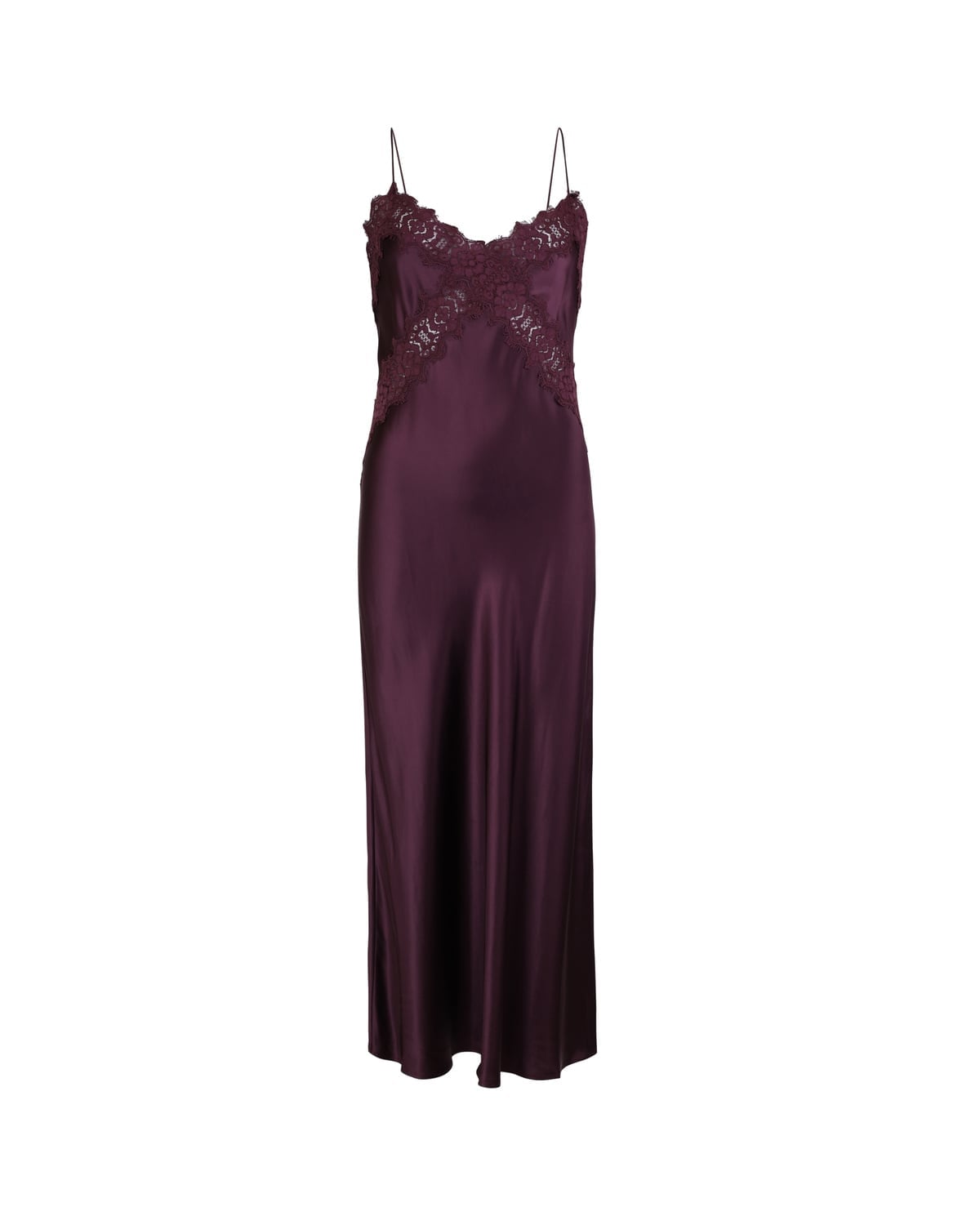 Satin Slip Dress, Burgundy. Image #1