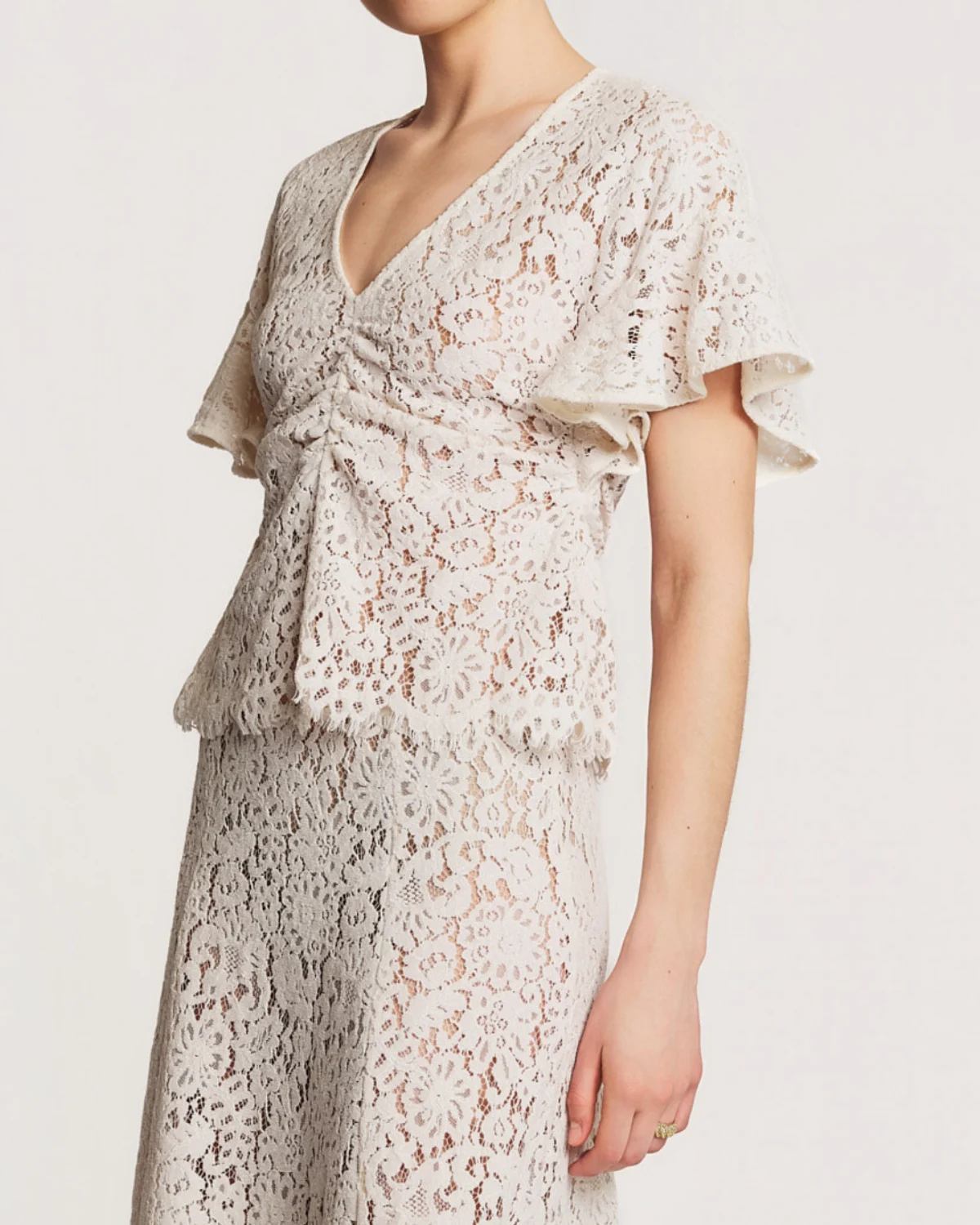 Lace Velvet Top, Vintage White. Image #2
