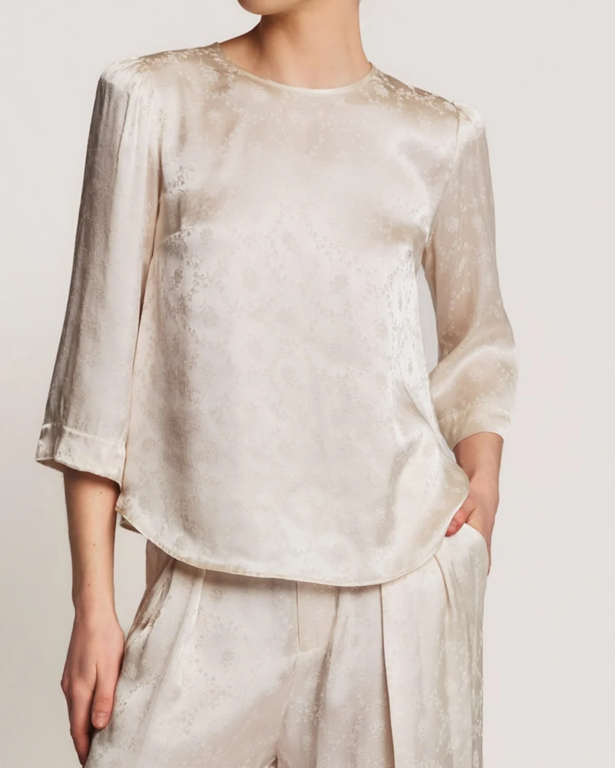 Jacquard Top, Vintage White. Image #1